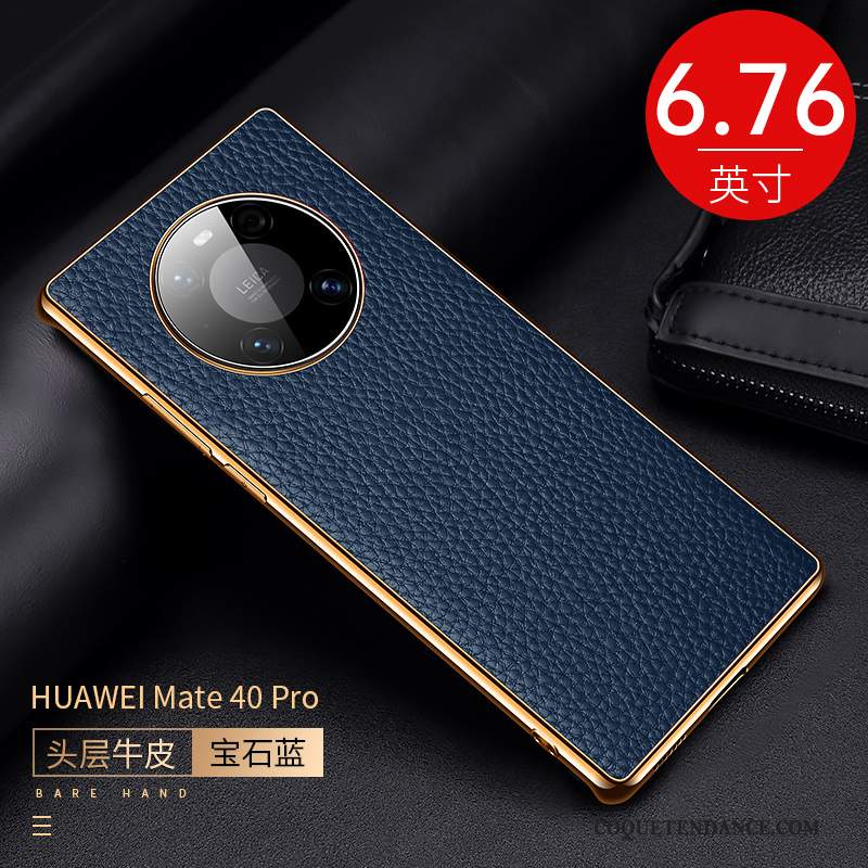 Huawei Mate 40 Pro Coque Protection Litchi Modèle Fleurie De Téléphone Incassable