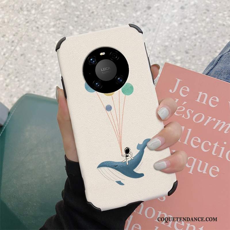 Huawei Mate 40 Pro Coque Soie Mulberry Modèle Fleurie Gaufrage Fluide Doux