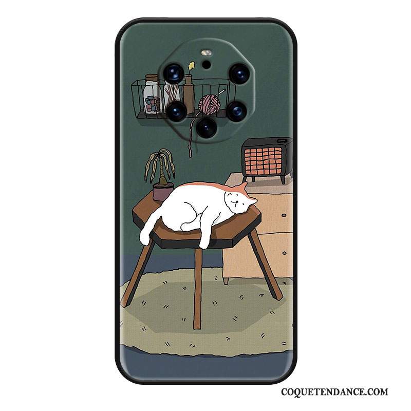 Huawei Mate 40 Rs Coque Charmant Dessin Animé Vent Étui Chat