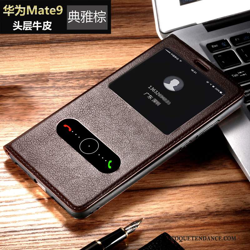 Huawei Mate 9 Coque De Téléphone Cuir Véritable Étui Clamshell Business