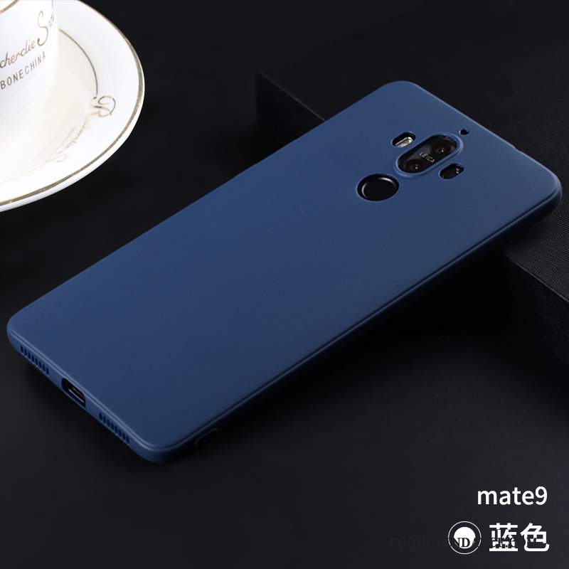 Huawei Mate 9 Coque Silicone Noir Bleu Fluide Doux Délavé En Daim