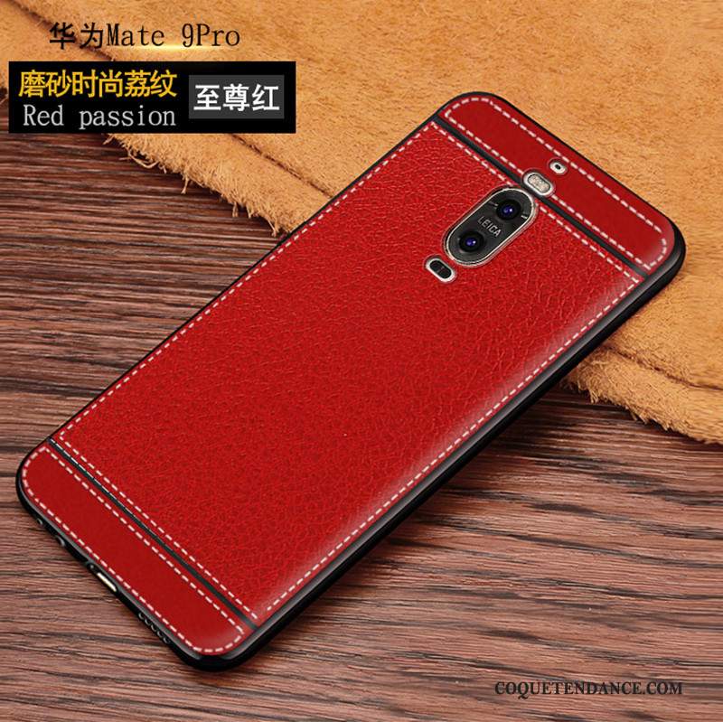 Huawei Mate 9 Pro Coque Fluide Doux Incassable De Téléphone Rouge Étui En Cuir