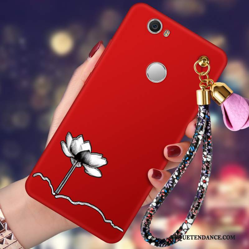 Huawei Nova Coque Personnalité Délavé En Daim Protection Rouge Étui