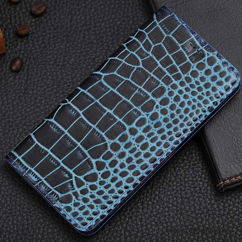 Huawei Nova Coque Étui En Cuir Bleu Cuir Véritable Modèle Fleurie Housse