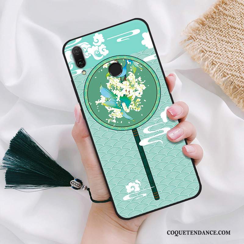 Huawei P Smart+ 2019 Coque Créatif Vintage Fluide Doux Silicone Vert