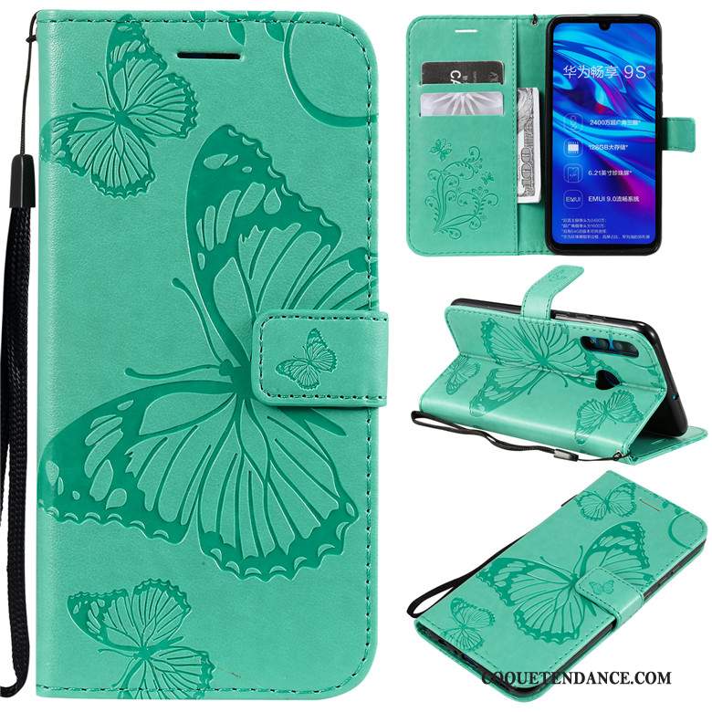 Huawei P Smart+ 2019 Coque Housse Silicone Protection Étui En Cuir Fleurs De Papillons