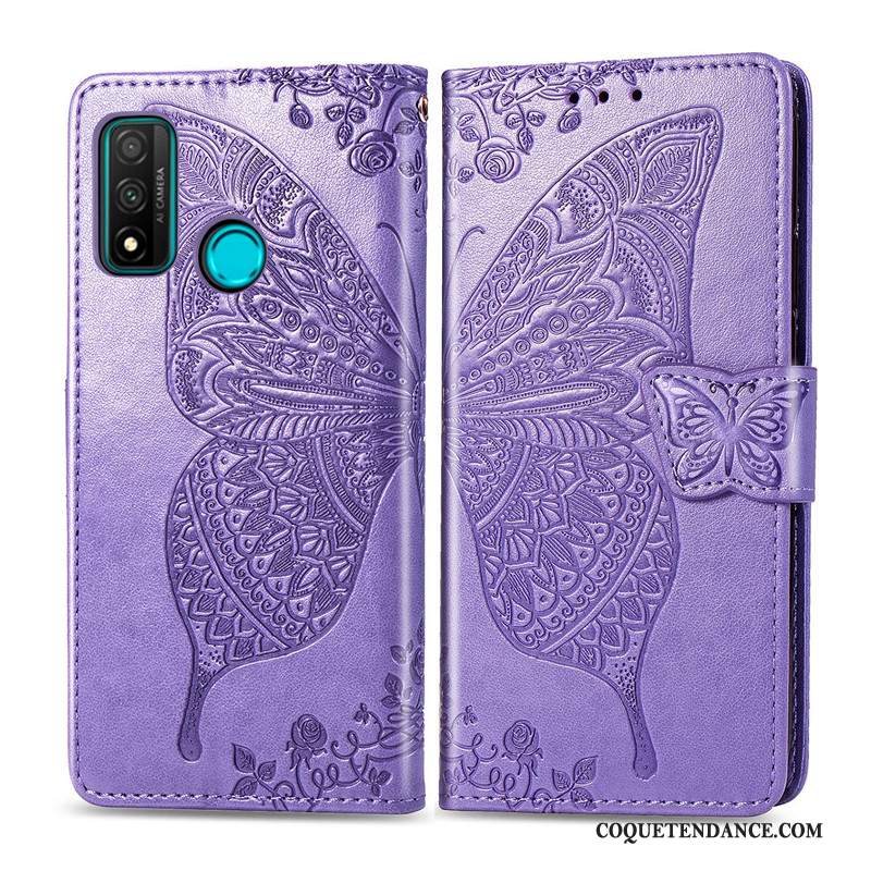 Huawei P Smart 2020 Coque Ornements Suspendus Étui En Cuir Charmant Similicuir Violet