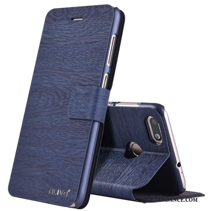 Huawei P Smart Coque De Téléphone Clamshell Protection Bleu Étui En Cuir
