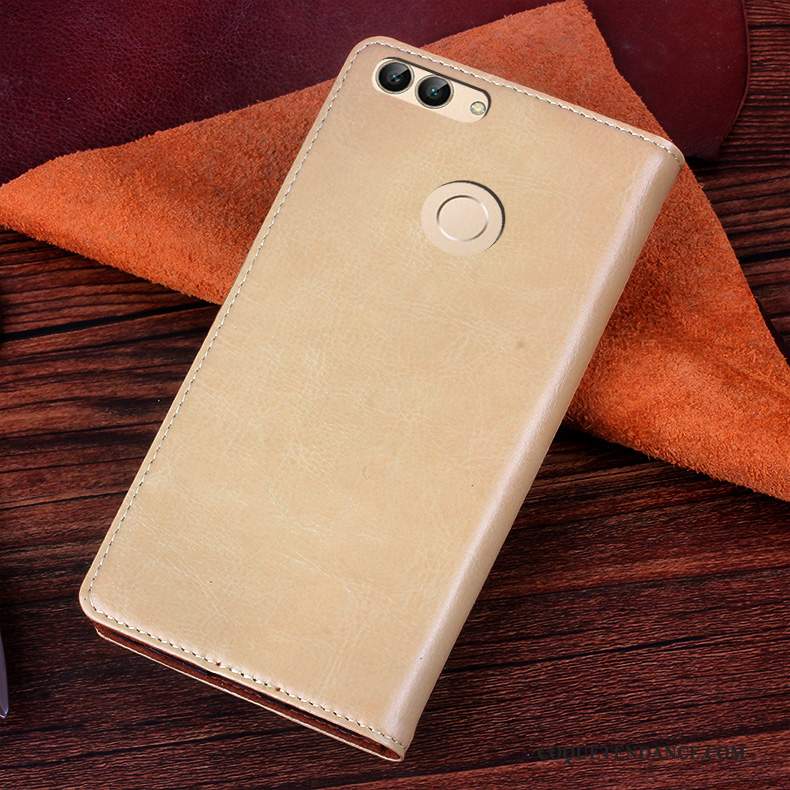 Huawei P Smart Coque Étui En Cuir De Téléphone Incassable Or Housse