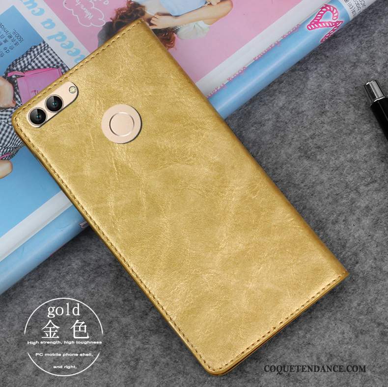 Huawei P Smart Coque Étui En Cuir Silicone Cuir Véritable De Téléphone Or