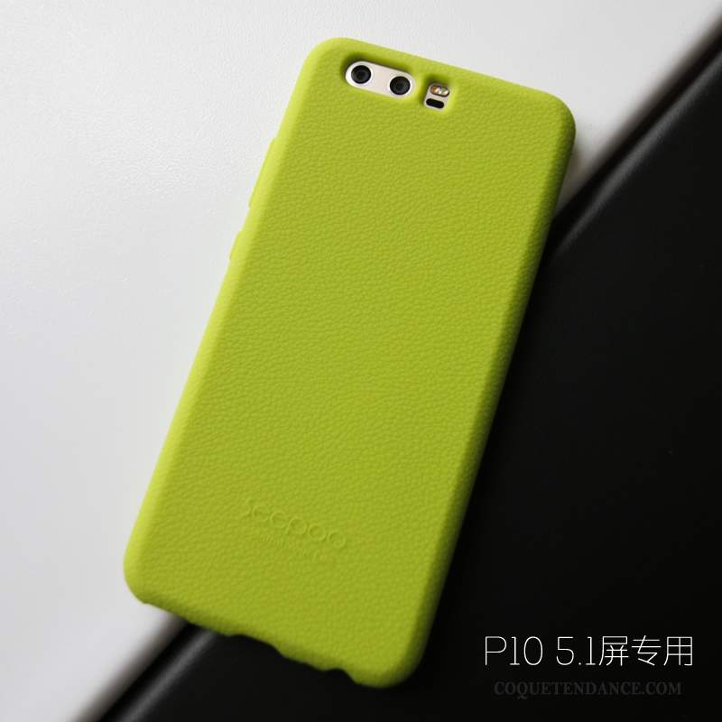 Huawei P10 Coque Tout Compris Fluide Doux Vert Cuir Tissu