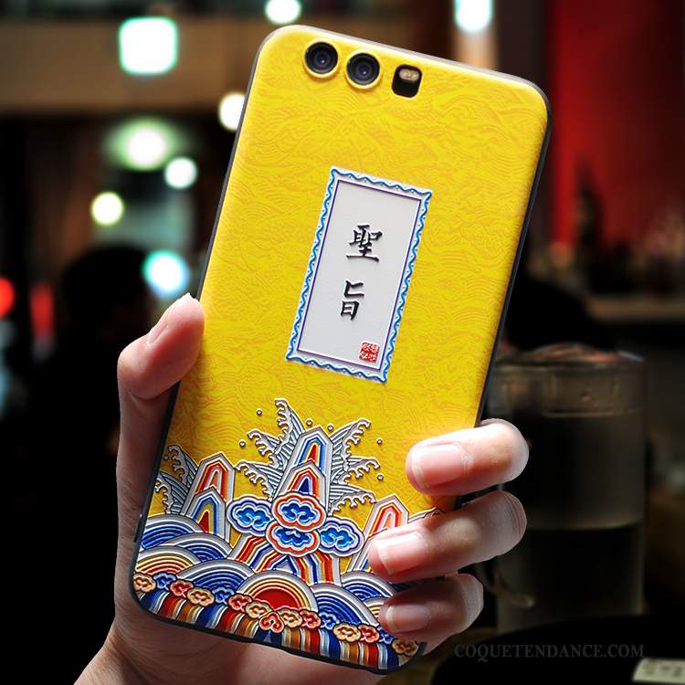 Huawei P10 Plus Coque Fluide Doux Amoureux Créatif Personnalité Jaune