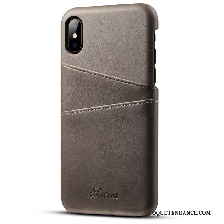 Huawei P10 Plus Coque Gris Protection Cuir Véritable Foncé Étui