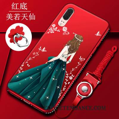 Huawei P20 Coque De Téléphone Étui Tout Compris Silicone Rouge