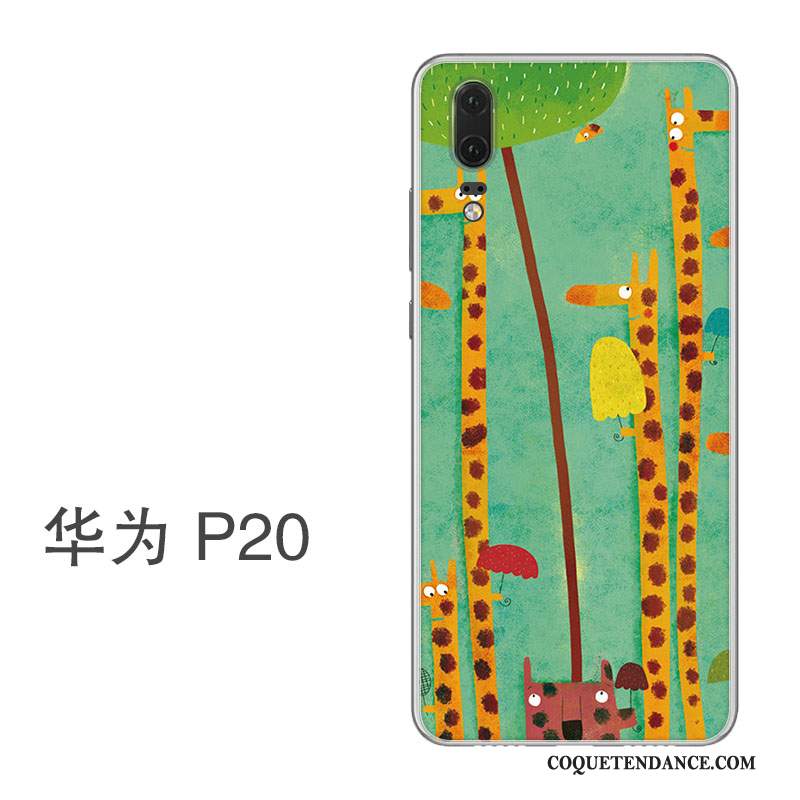 Huawei P20 Coque Fluide Doux Frais Vert Ornements Suspendus Silicone
