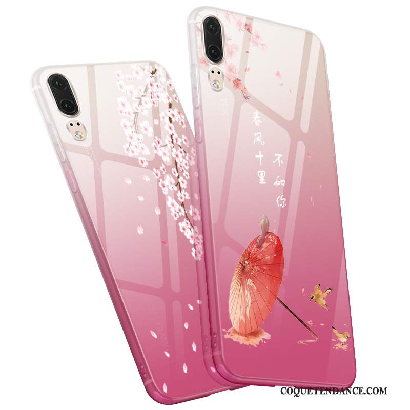 Huawei P20 Coque Incassable Dessin Animé Tendance Délavé En Daim Fluide Doux