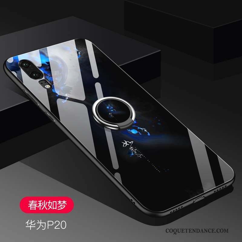 Huawei P20 Coque Protection Net Rouge Tendance Personnalité Bleu