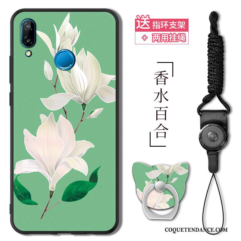 Huawei P20 Lite Coque Dessin Animé De Téléphone Vert Fluide Doux Étui