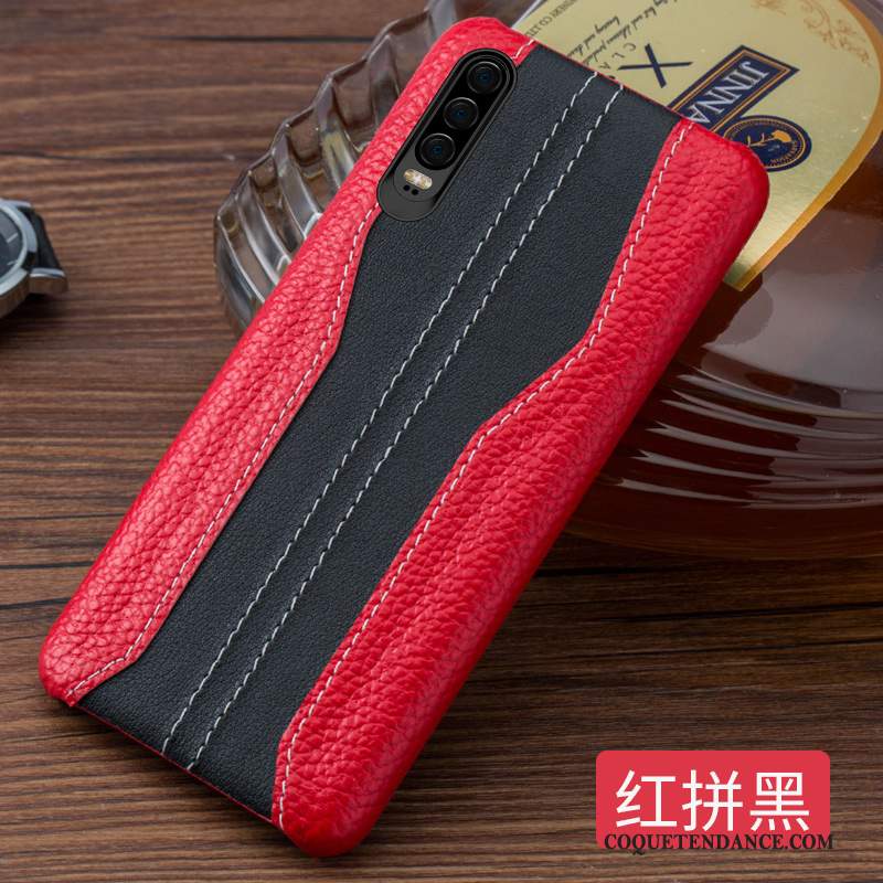 Huawei P30 Coque Cuir Véritable Créatif Épissure Nouveau