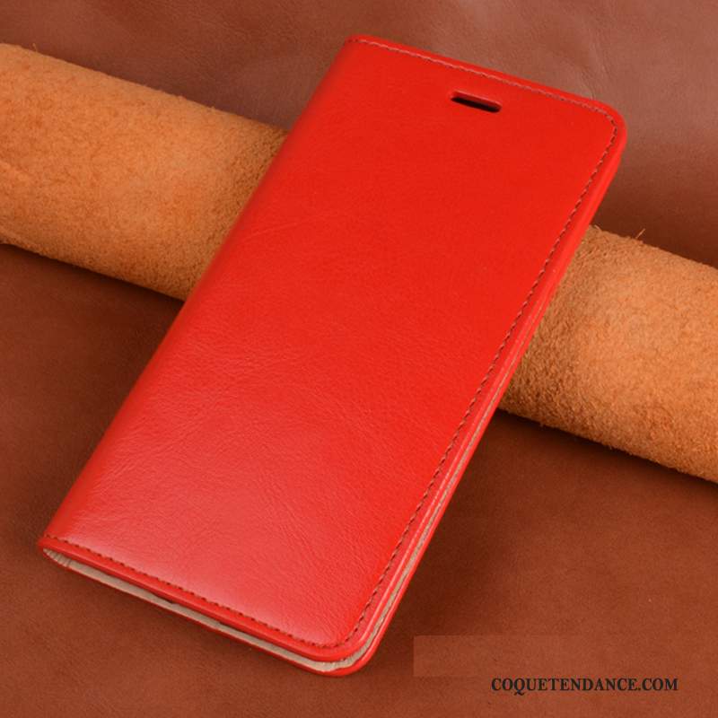 Huawei P30 Coque Cuir Véritable Protection Rouge Tempérer Incassable