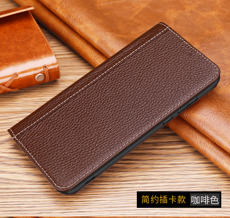 Huawei P30 Coque Incassable Marron Cuir Véritable Simple Étui