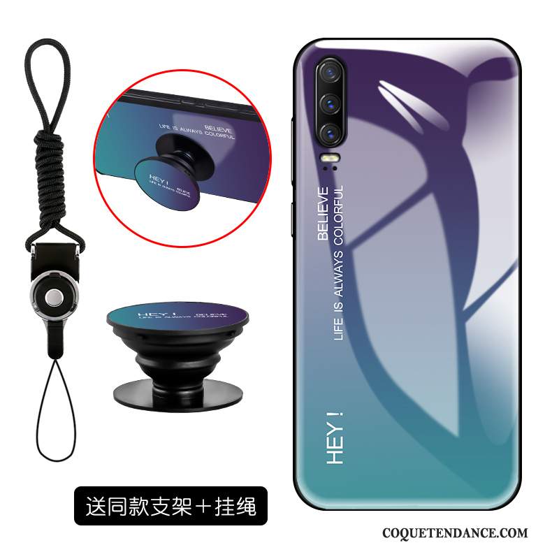 Huawei P30 Coque Violet Silicone Verre Trempé Net Rouge Fluide Doux