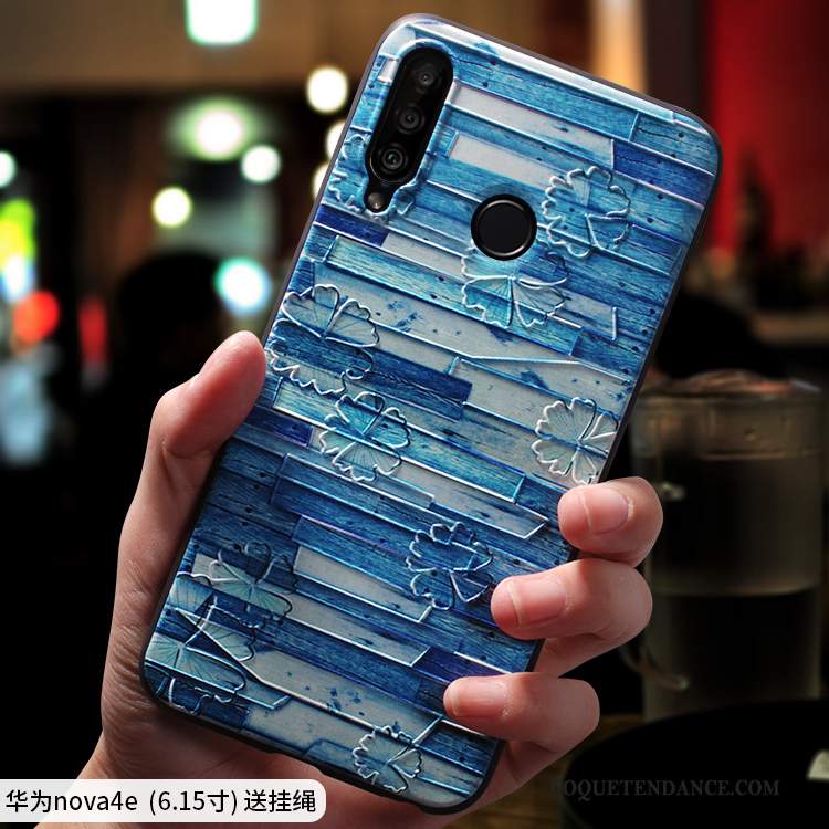 Huawei P30 Lite Coque Bleu Étui Délavé En Daim Personnalité Silicone