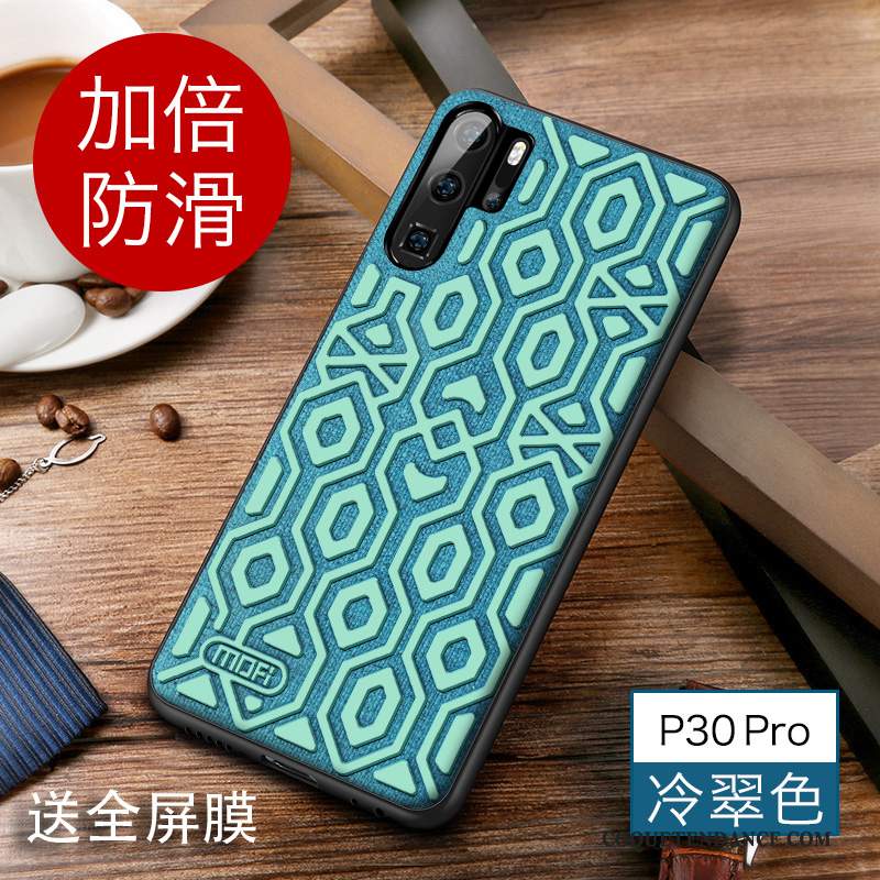 Huawei P30 Pro Coque De Téléphone Incassable Délavé En Daim Silicone Tout Compris
