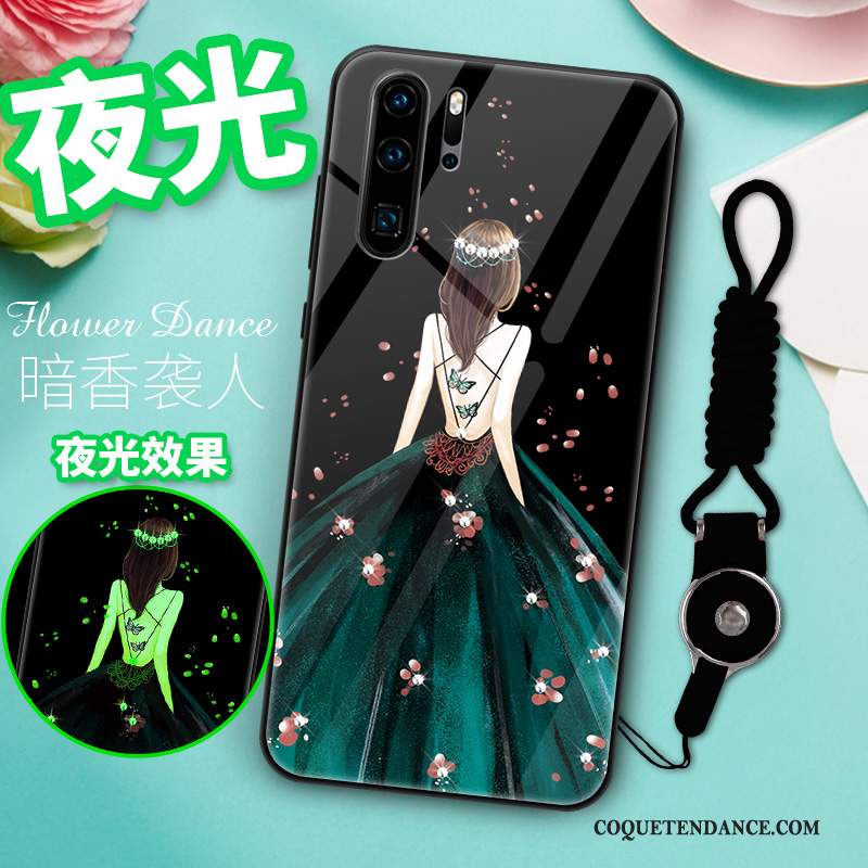 Huawei P30 Pro Coque Miroir Fluide Doux Noir Marque De Tendance Tout Compris