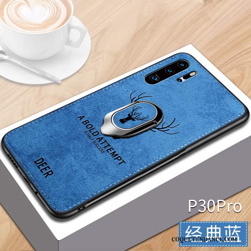 Huawei P30 Pro Coque Silicone Anneau De Téléphone Tout Compris Bleu