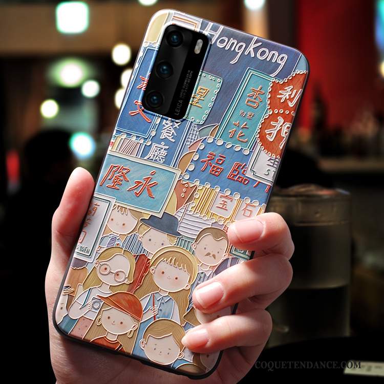 Huawei P40 Coque Incassable Protection Marque De Tendance De Téléphone Délavé En Daim