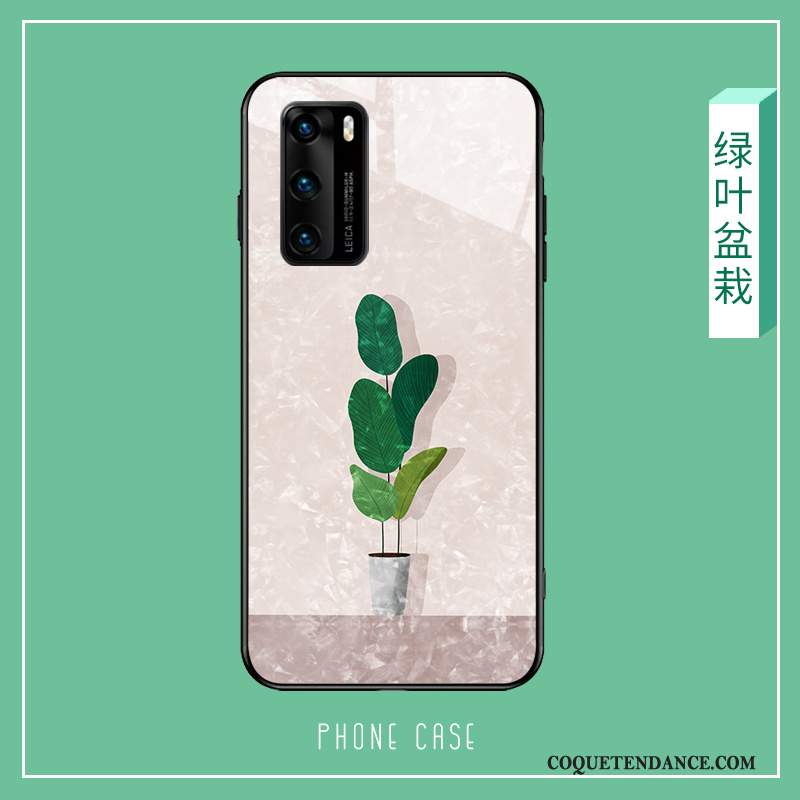 Huawei P40 Coque Net Rouge Verre Dessin Animé Étui Charmant