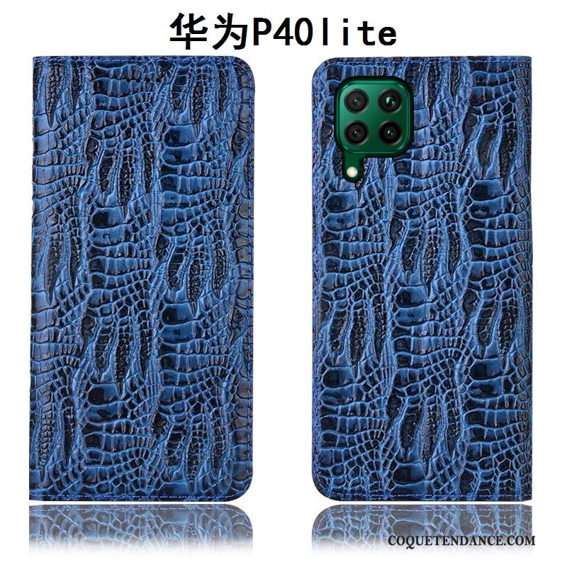 Huawei P40 Lite Coque Bleu Étui Protection Étui En Cuir De Téléphone