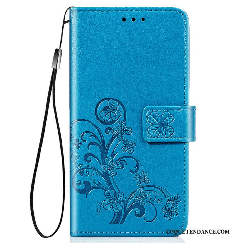 Huawei P40 Lite E Coque Bleu Rose Étui En Cuir Chanceux De Téléphone