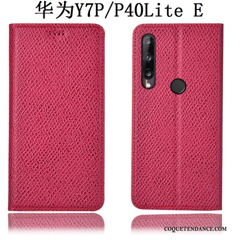 Huawei P40 Lite E Coque Cuir Véritable Protection Étui Incassable Rouge