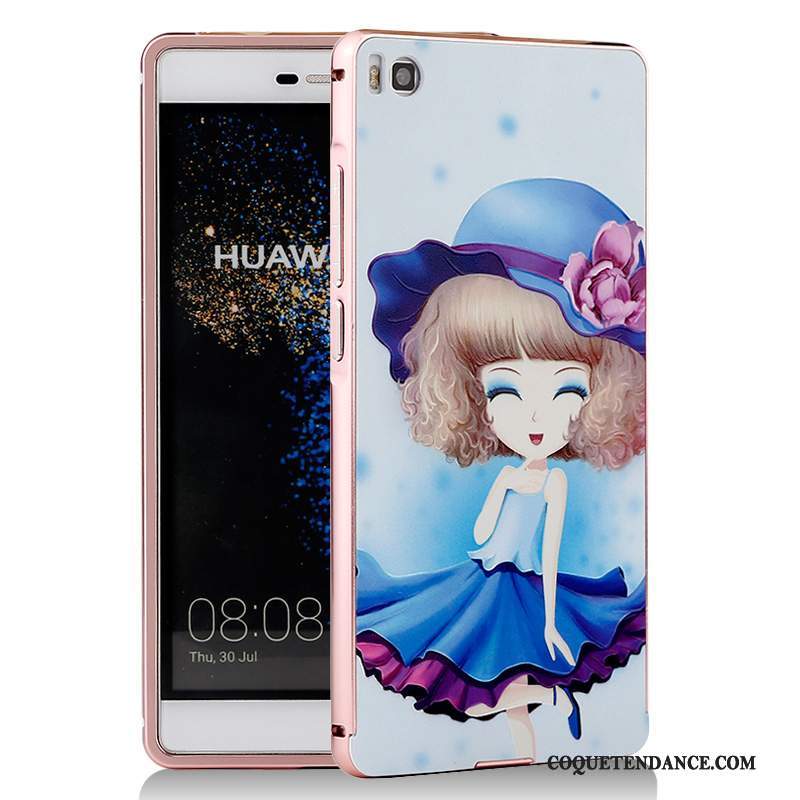 Huawei P8 Coque Border Bleu Métal Protection De Téléphone