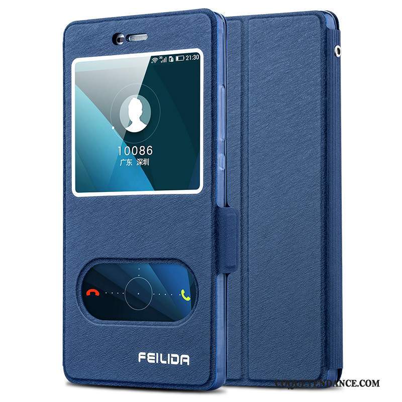 Huawei P8 Coque Clamshell Bleu Marin Silicone Étui En Cuir Protection