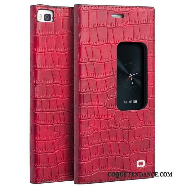 Huawei P8 Coque Haute De Téléphone Rouge Étui En Cuir