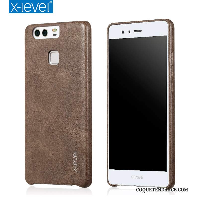 Huawei P9 Coque Cuir Véritable Protection Étui Fluide Doux