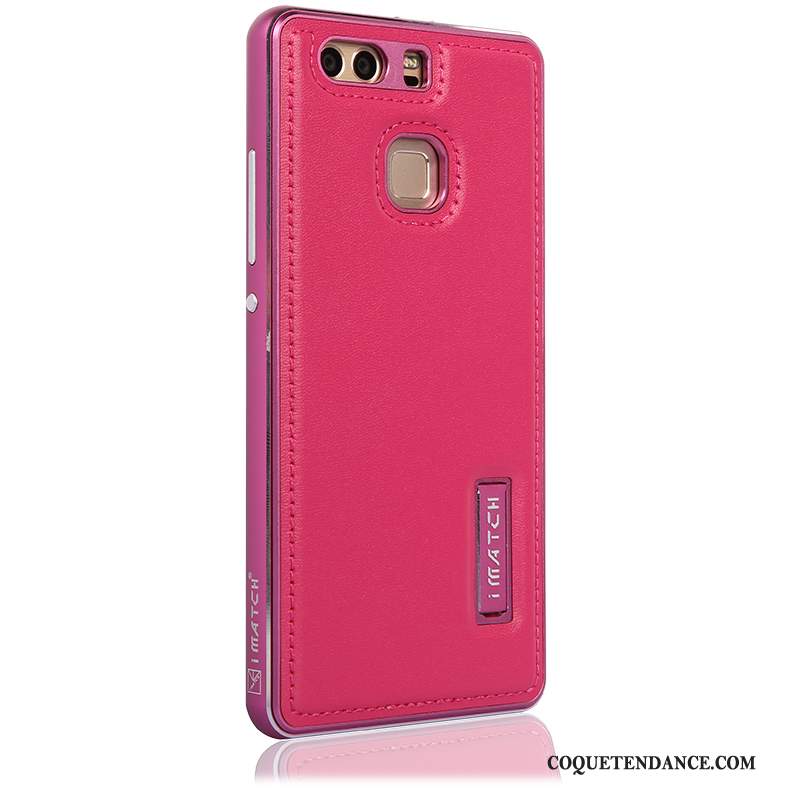 Huawei P9 Coque Haute Protection Rouge Métal Étui