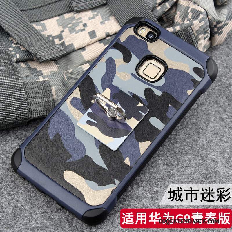 Huawei P9 Lite Coque Camouflage Silicone Bleu Jeunesse Étui