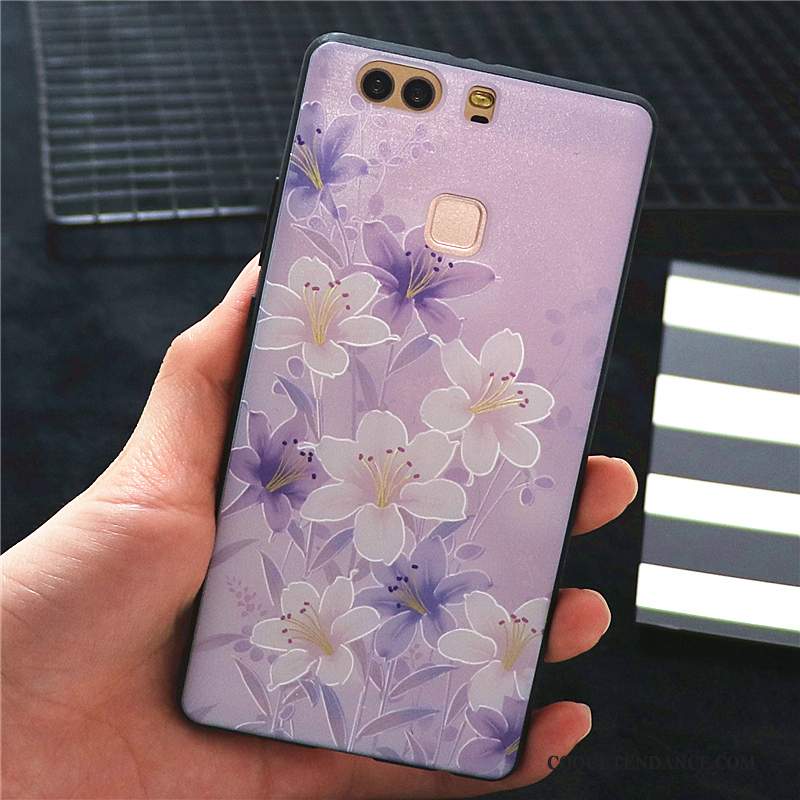 Huawei P9 Plus Coque Violet Étui Gaufrage Personnalité Créatif