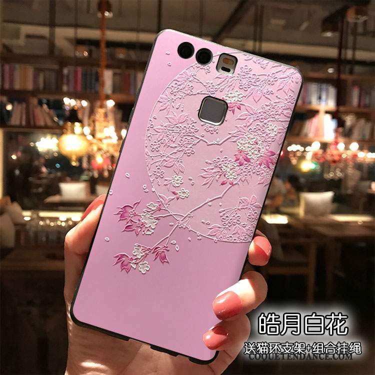 Huawei P9 Plus Coque Étui Vent Ornements Suspendus Rose