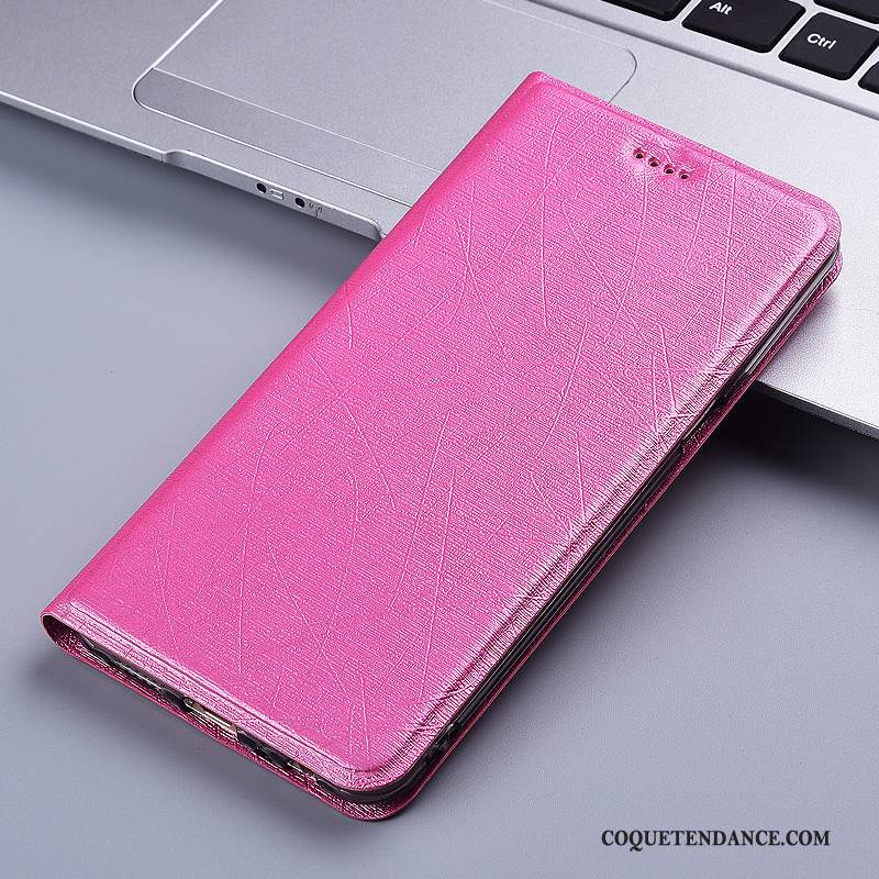 Huawei Y5 2019 Coque Housse Rose Étui En Cuir Soie Rouge