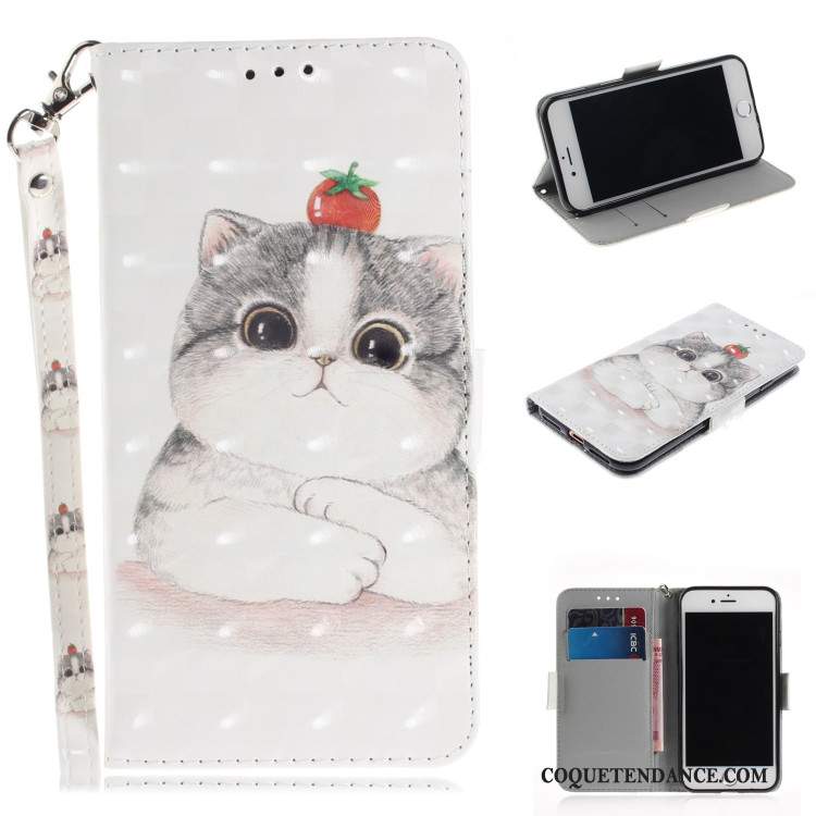 Huawei Y5 2019 Coque Portefeuille Blanc De Téléphone Mignonne Étui En Cuir