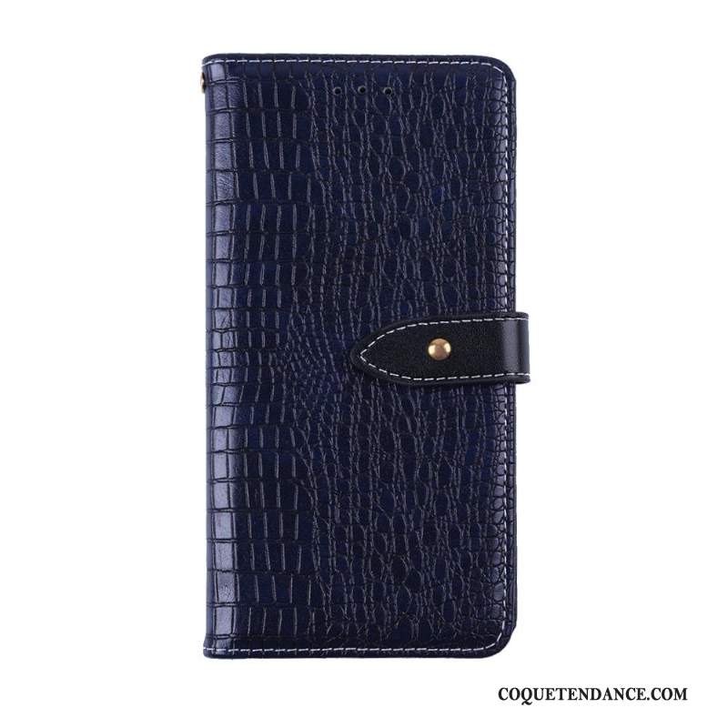 Huawei Y6 2018 Coque Bleu Housse Crocodile Modèle Étui En Cuir Business