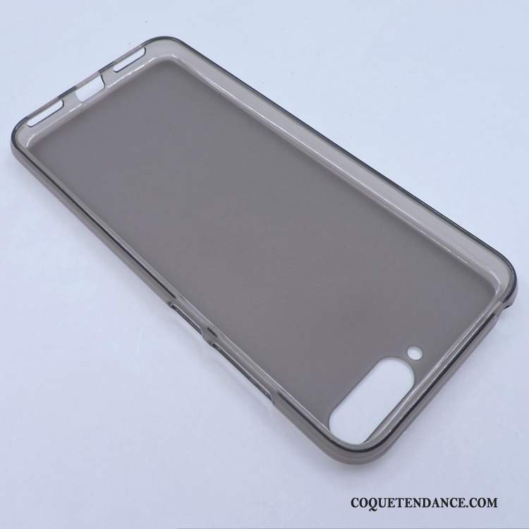 Huawei Y6 2018 Coque Protection Étui Gris Tissu Transparent