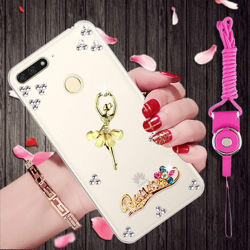 Huawei Y6 2018 Coque Étui Transparent Strass Dessin Animé Protection