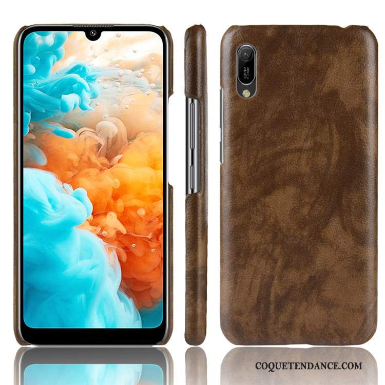 Huawei Y6 2019 Coque De Téléphone Protection Litchi Modèle Fleurie Étui