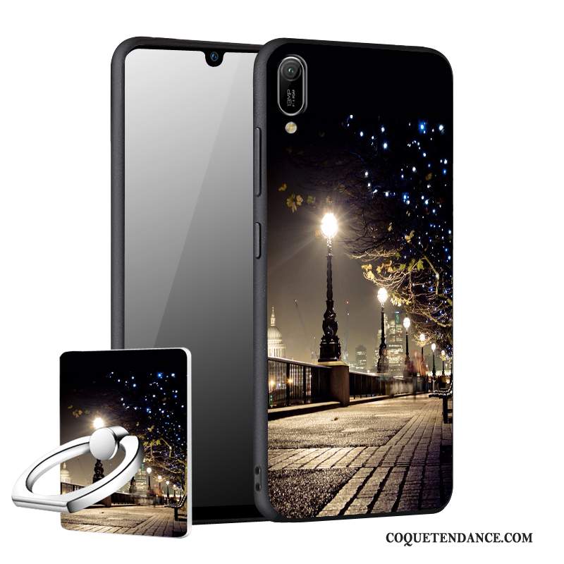 Huawei Y6 2019 Coque Délavé En Daim Silicone Créatif Noir Protection